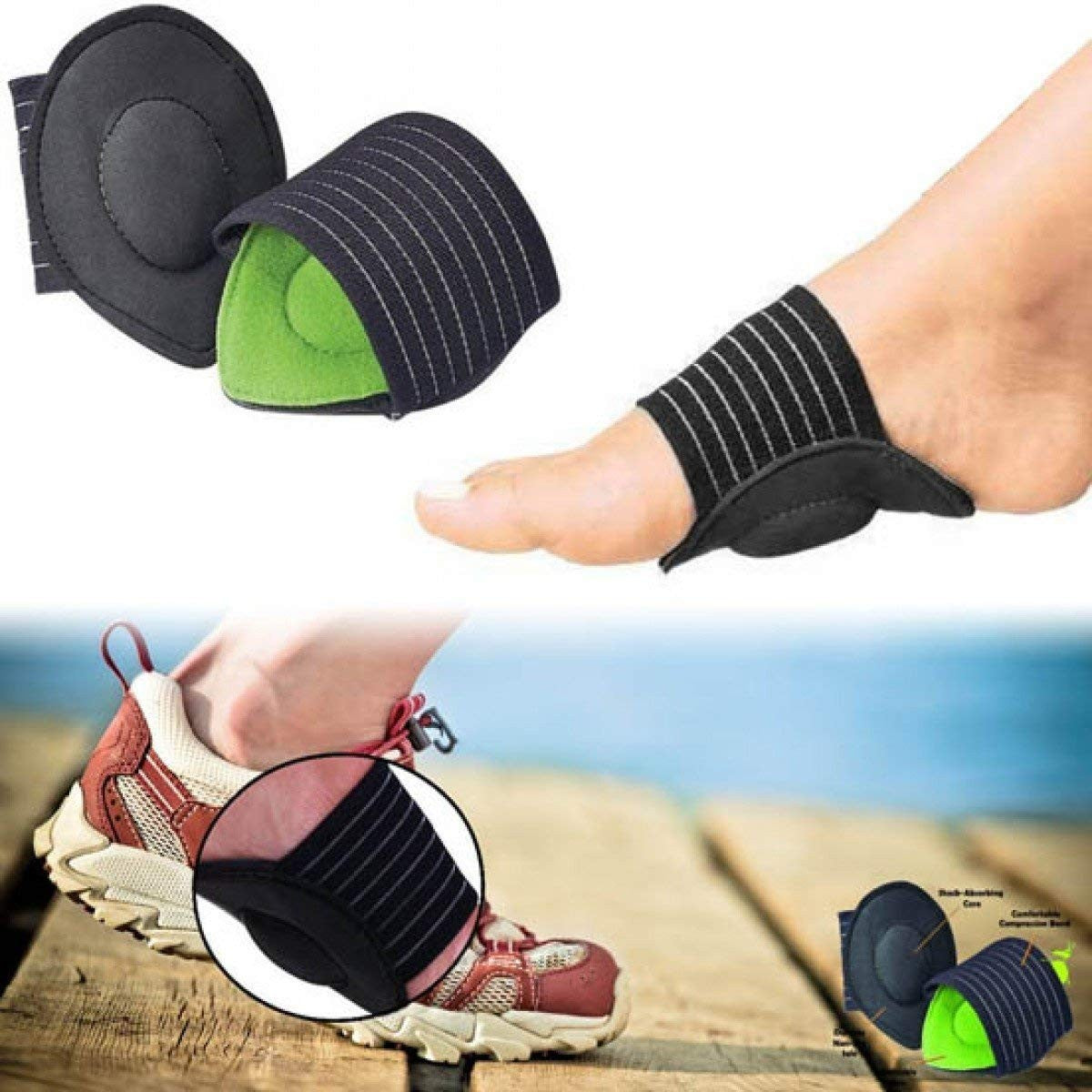 1 Pair Foot Support Strutz Cushioned Arch Helps Decrease Plantar Fasciitis Pain and OTG Adapter
