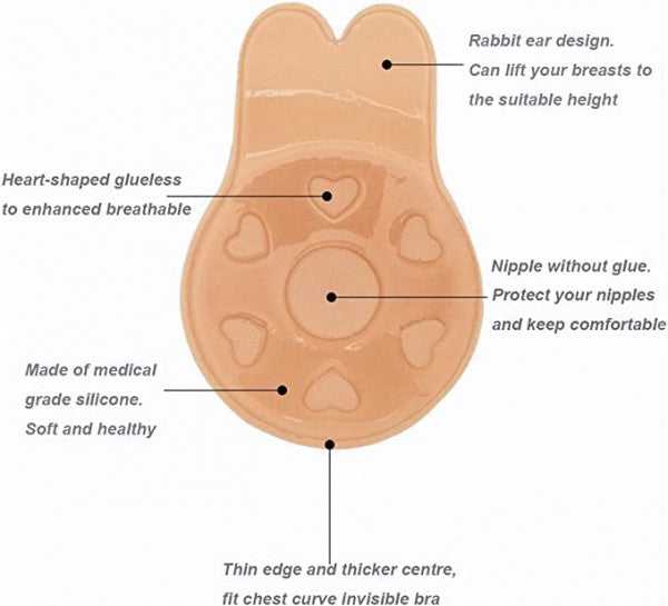 Women's & Girls Nipple Cover Strapless Bra 2 pcs Instant Breast Lift Sticky Bra Backless Invisible Push up Self Adhesive Bra Reusable Silicone Breast Lift Up Wire. Beige