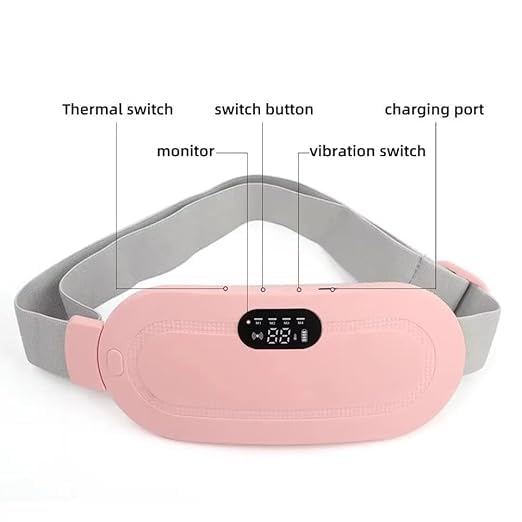 Women's Portable Cordless Heating, Massage Pad for Menstrual Cramps Relief for Stomach (Pink )
