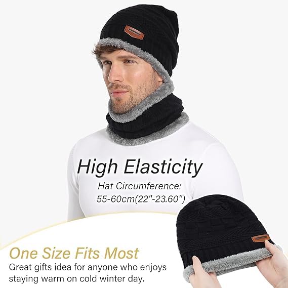 Winters Cap & Muffler for Men & Women| Beanie Cap| 2 Set| (Multi Color)