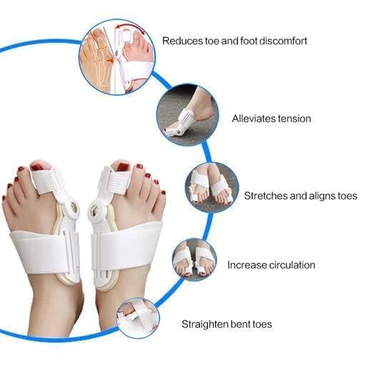 Bunion Corrector for Women Men, Orthopedic Toe Straightener Splint with Fracture Support and Pain Relief, Adjustable Design for Right/Left Foot Alignment, White, 1