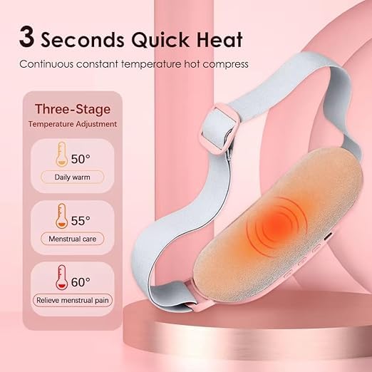 Women's Portable Cordless Heating, Massage Pad for Menstrual Cramps Relief for Stomach (Pink )