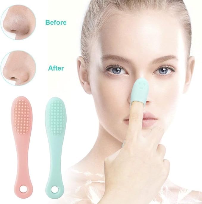 Silicone Face Cleaner Blackhead Remover Brush Cleanser Nose Pore Finger Scruber Tool Facial Skin Cleaner Massage Brush (PACK OF 2)(FINGER_BRSH)