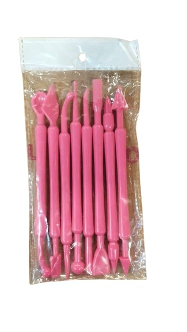 Plastic Ceramic Pottery Tools Set of 8, Carving Double Heads Clay Modelling, Sculpting, Shaping, Fondant Cake Decorating, Polymer Tools for Art & Craft Supplies for Kids, Artist (Random Color)