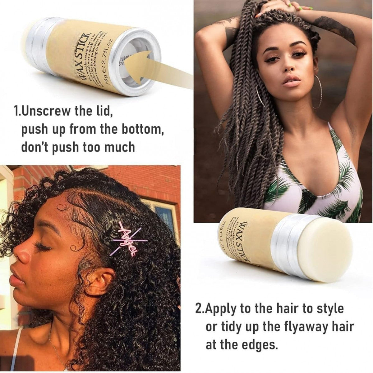 Spanking Hair Wax Stick for Women & Men - Hair Slick Back Stick, Anti-Frizz and Fly Away Hair Tamer, No Residue Hair Finishing Stick for Flyaways, All Day Hold Styling Product for Smoothing Hair Strands 75gm.