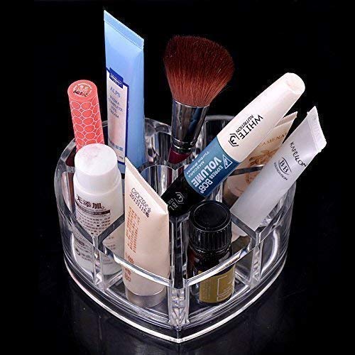 Acrylic Heart Shape Lipstick Holder, Display Stand, Nail Polish, Eyebrow Pencil, Make Up Brush Storage Organizer Box Holder