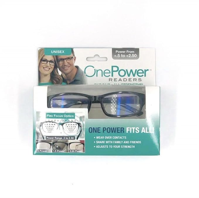 One Power Readers Auto Focus Reading Glasses, Computer Screens Unisex Adjustable Eye Glasses, Flex Focus Auto Adjusting Optic for Women and Men Magnifying Readers (pcs 1)