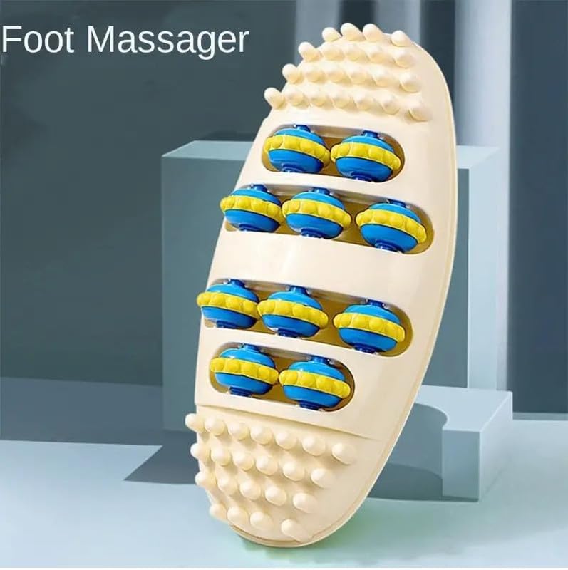 Oval Shape Foot Massager Roller Wheel Massager Feet Care Pain Relief with 4 Row Rollers Acupoint Relaxation Tool (1 Pcs)