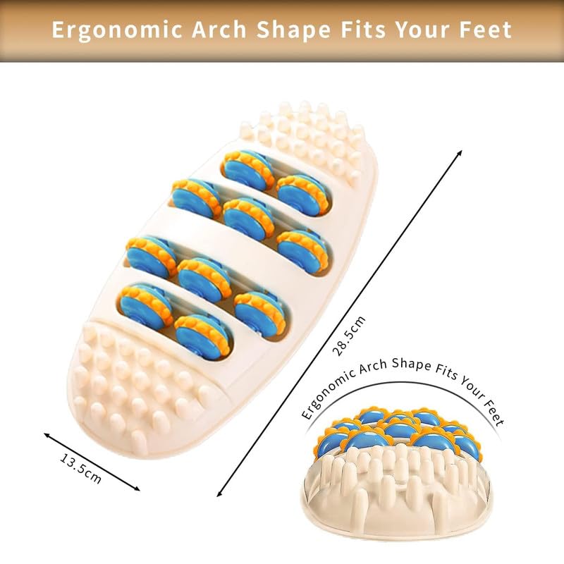 Oval Shape Foot Massager Roller Wheel Massager Feet Care Pain Relief with 4 Row Rollers Acupoint Relaxation Tool (1 Pcs)