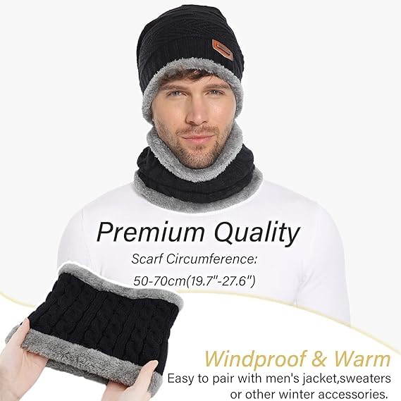 Winters Cap & Muffler for Men & Women| Beanie Cap| 2 Set| (Multi Color)