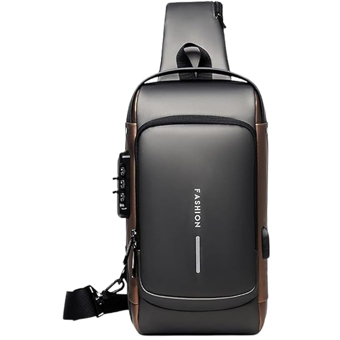 Waterproof Polyester Slim Unisex Crossbody Sling Bag Chest Backpack Men's Shoulder Bag, Leisure Travel Handbag, Hard Shell Anti-Theft Chest Bag