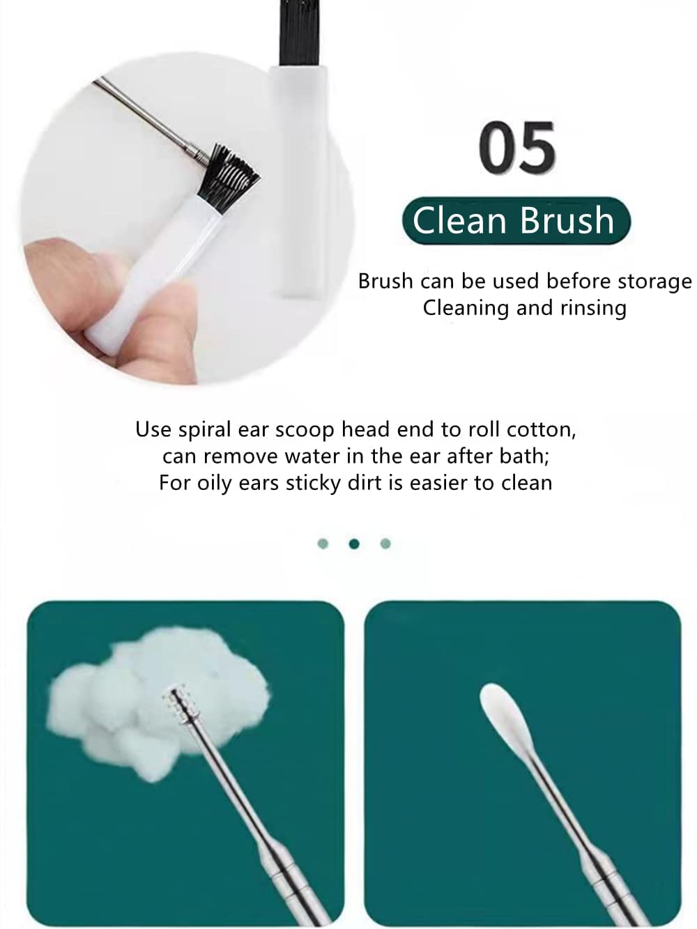 Stainless Steel Ear Wax Cleaner - Resuable Ear Cleaner Tool Set with Storage Box - Ear Wax Remover Tool Kit with Ear Curette Cleaner and Spring Ear Buds Cleaner (STEEL EAR WAX)