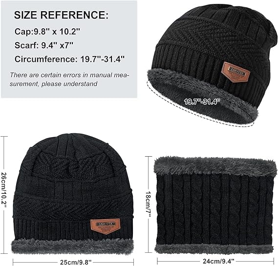 Winters Cap & Muffler for Men & Women| Beanie Cap| 2 Set| (Multi Color)