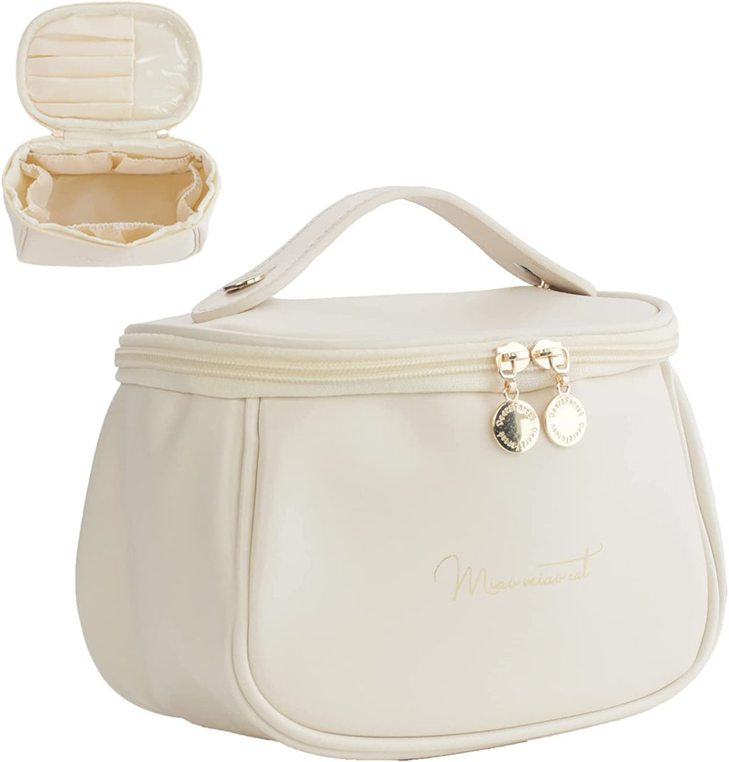 Makeup Storage Bag with compartments Pu Leather Multifunctional Vanity Bag