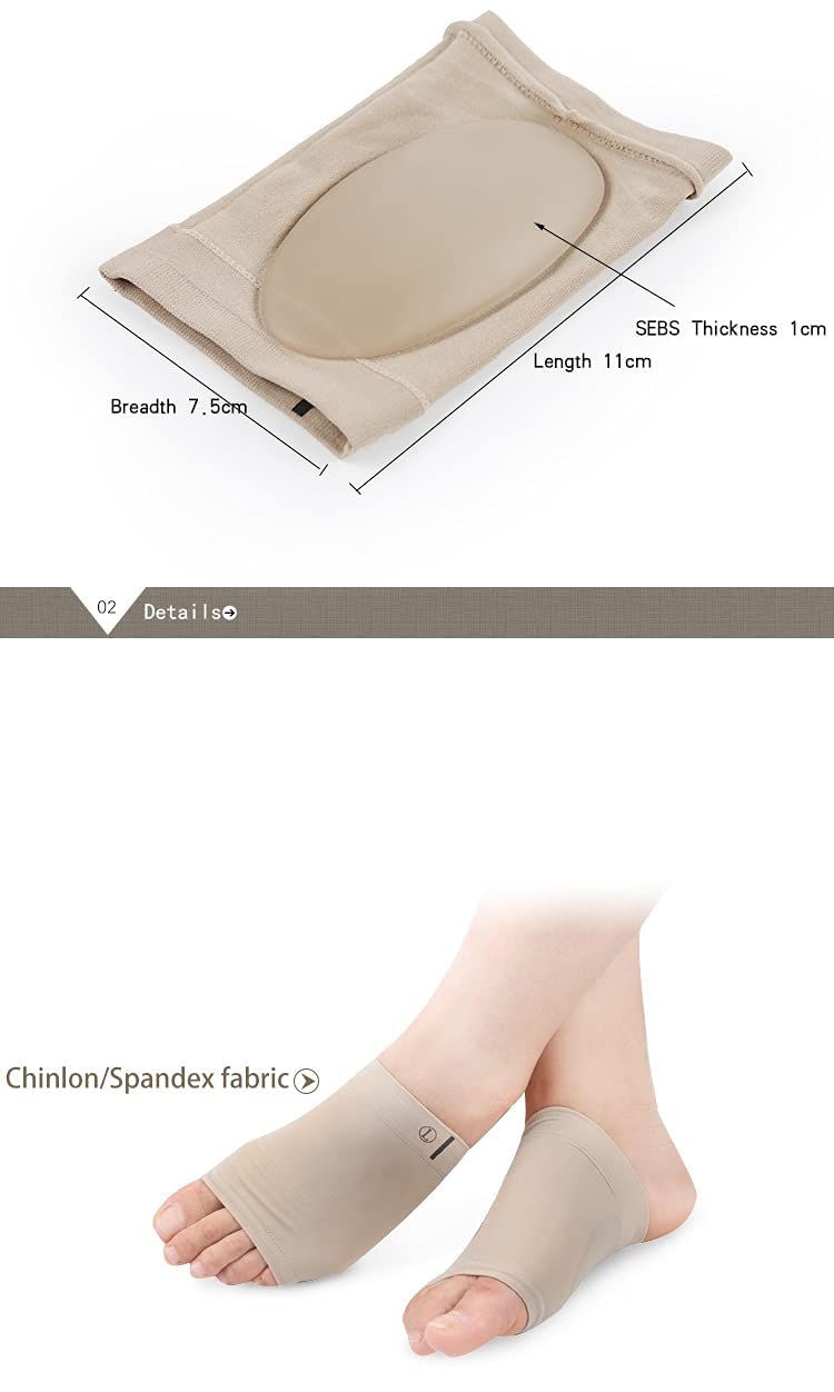 Flat Foot Arch Support for Men & Women | Medial Arch Support for Flat Feet Correction Sleeve with Cushion | Plantar Fasciitis Leg Foot Pain Relief Product | Foot Care for Orthopedic Shoes Slippers, Free Size - 1 Pair