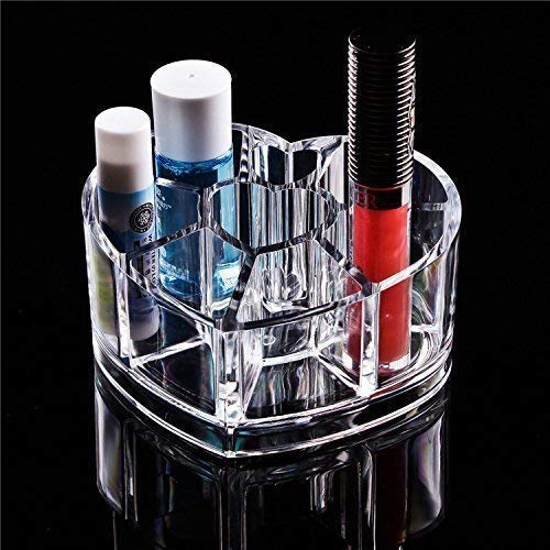 Acrylic Heart Shape Lipstick Holder, Display Stand, Nail Polish, Eyebrow Pencil, Make Up Brush Storage Organizer Box Holder