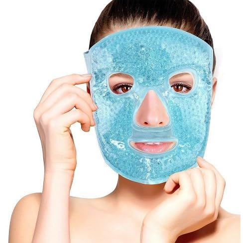 Blue: Face Eye Mask Ice Pack With Foam Earplugs, Reduce Puffiness, Bags Under Eyes, Puffy Dark Circles, Hot/Cold Pack With Soft Plush Backing For Woman ,1 Count