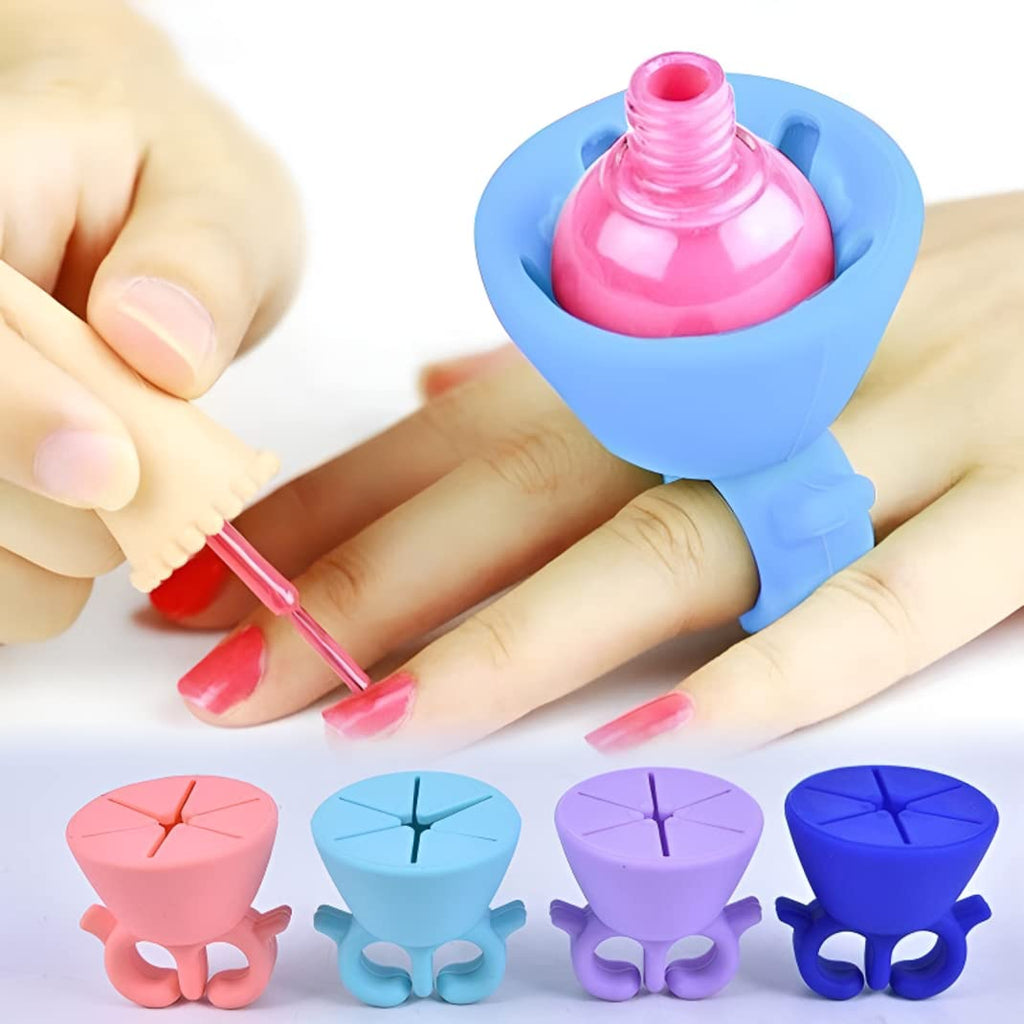 Nail Polish Lipstic Stand For Women Differs In Light Weight | Fingernail painting tool/Silicone anti spill bottle stand,/ Wearable nail polish holder (Multicolor)