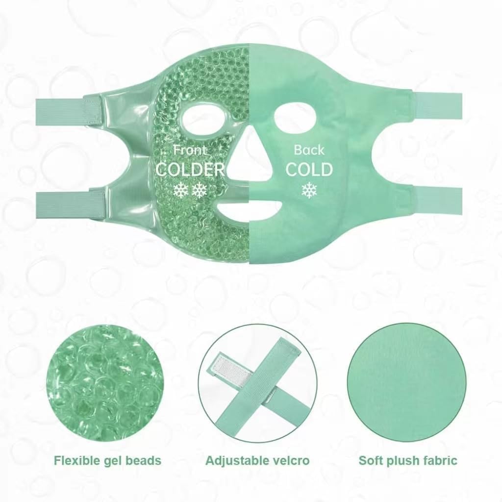 Blue: Face Eye Mask Ice Pack With Foam Earplugs, Reduce Puffiness, Bags Under Eyes, Puffy Dark Circles, Hot/Cold Pack With Soft Plush Backing For Woman ,1 Count