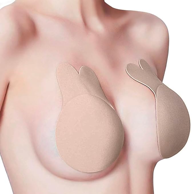 Women's & Girls Nipple Cover Strapless Bra 2 pcs Instant Breast Lift Sticky Bra Backless Invisible Push up Self Adhesive Bra Reusable Silicone Breast Lift Up Wire. Beige