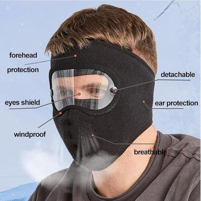 Cotton Unisex Winter Face Mask Windproof, Sun Protection Warm Eye Protection Screen Goggles Cycling And Bike Mask For Women And Men