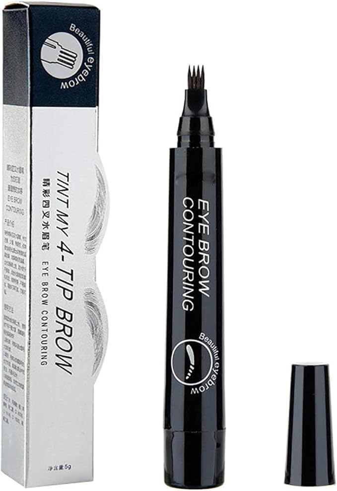 4 Point Eyebrow Pencil Black,Waterproof Microblading Eyebrow Pencil with a Micro-Fork Tip Applicator Creates 05 Black Fine Sketch Liquid Eye Brow Tattoo Tint Pen 1 psc