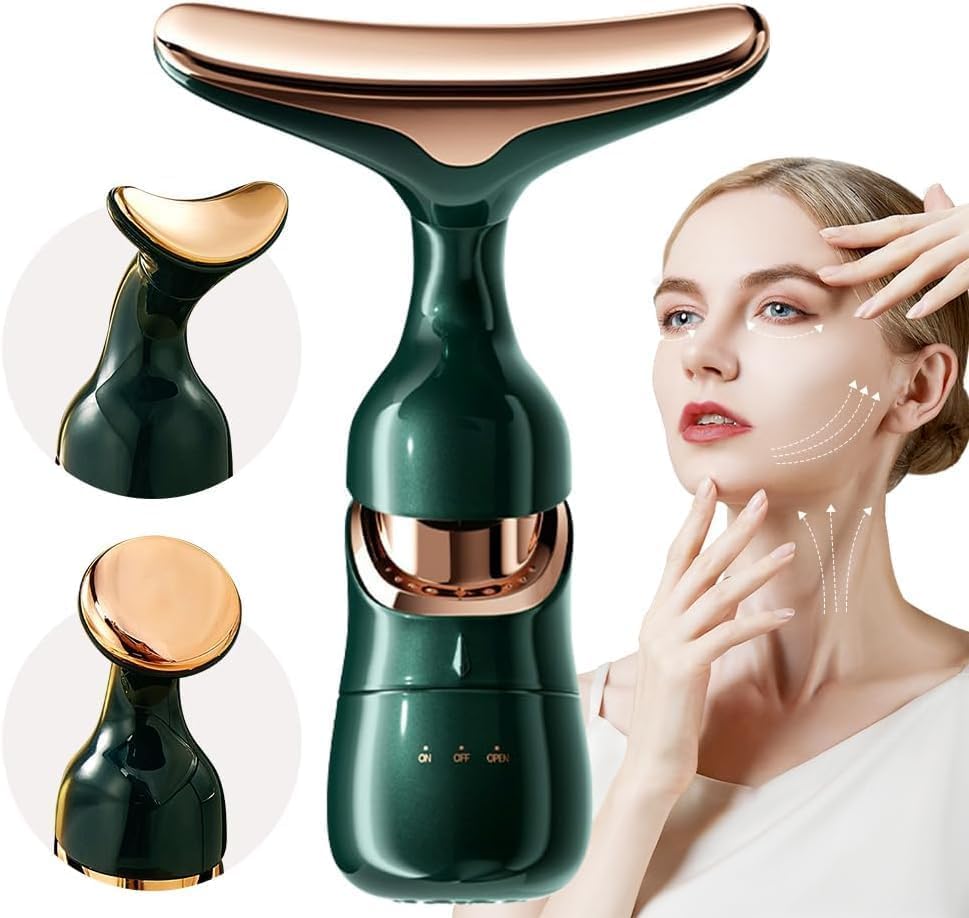 Facial Massager for Face and Neck,3-in-1 Face Massager for Women, Anti Wrinkle & Aging Facial and Neck Massage Kit with 3 Massage Modes for Skin Care,Improve,Firm (Original)