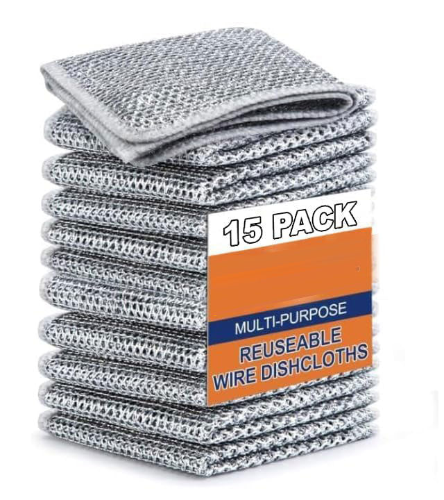 Non-Scratch Dish Wash Cloth, Dishwashing Rags Stainless Steel (Pack Of 15)