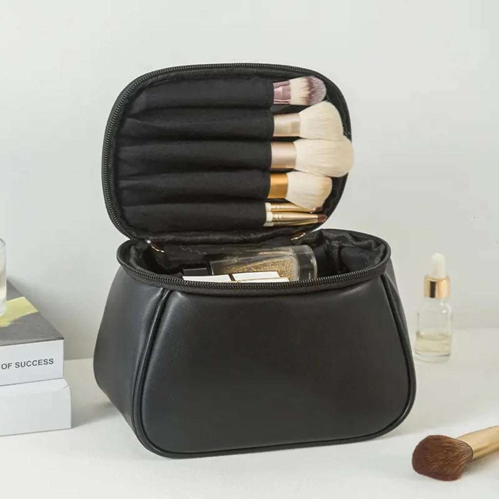 Makeup Storage Bag with compartments Pu Leather Multifunctional Vanity Bag