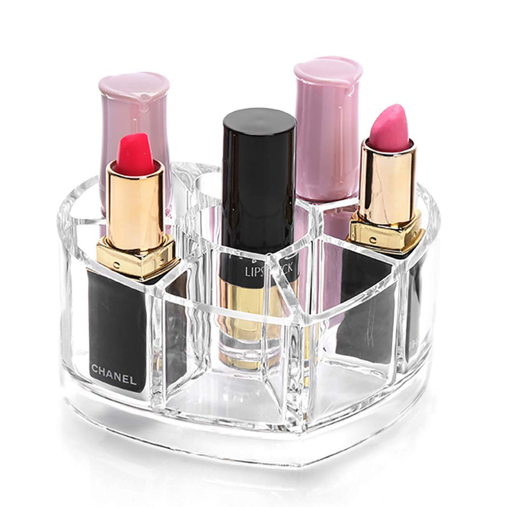 Acrylic Heart Shape Lipstick Holder, Display Stand, Nail Polish, Eyebrow Pencil, Make Up Brush Storage Organizer Box Holder