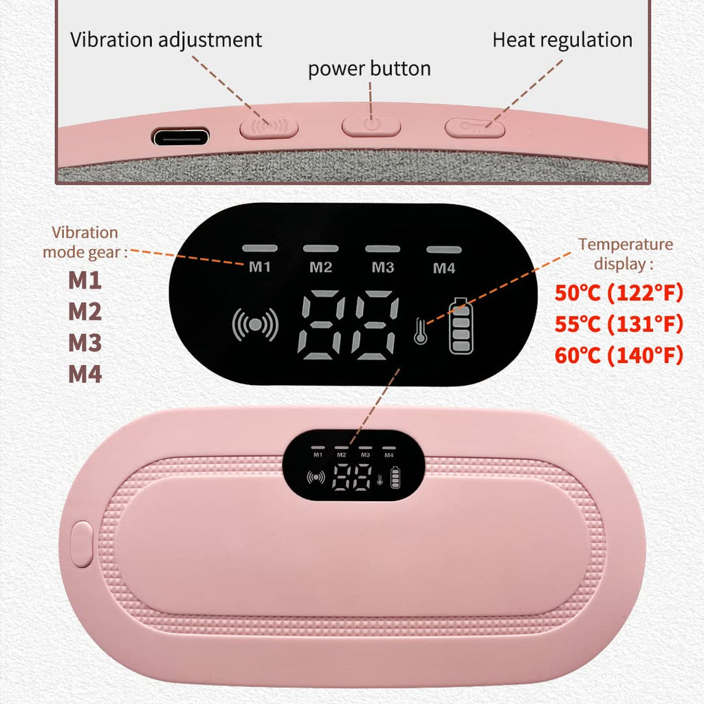 Women's Portable Cordless Heating, Massage Pad for Menstrual Cramps Relief for Stomach (Pink )