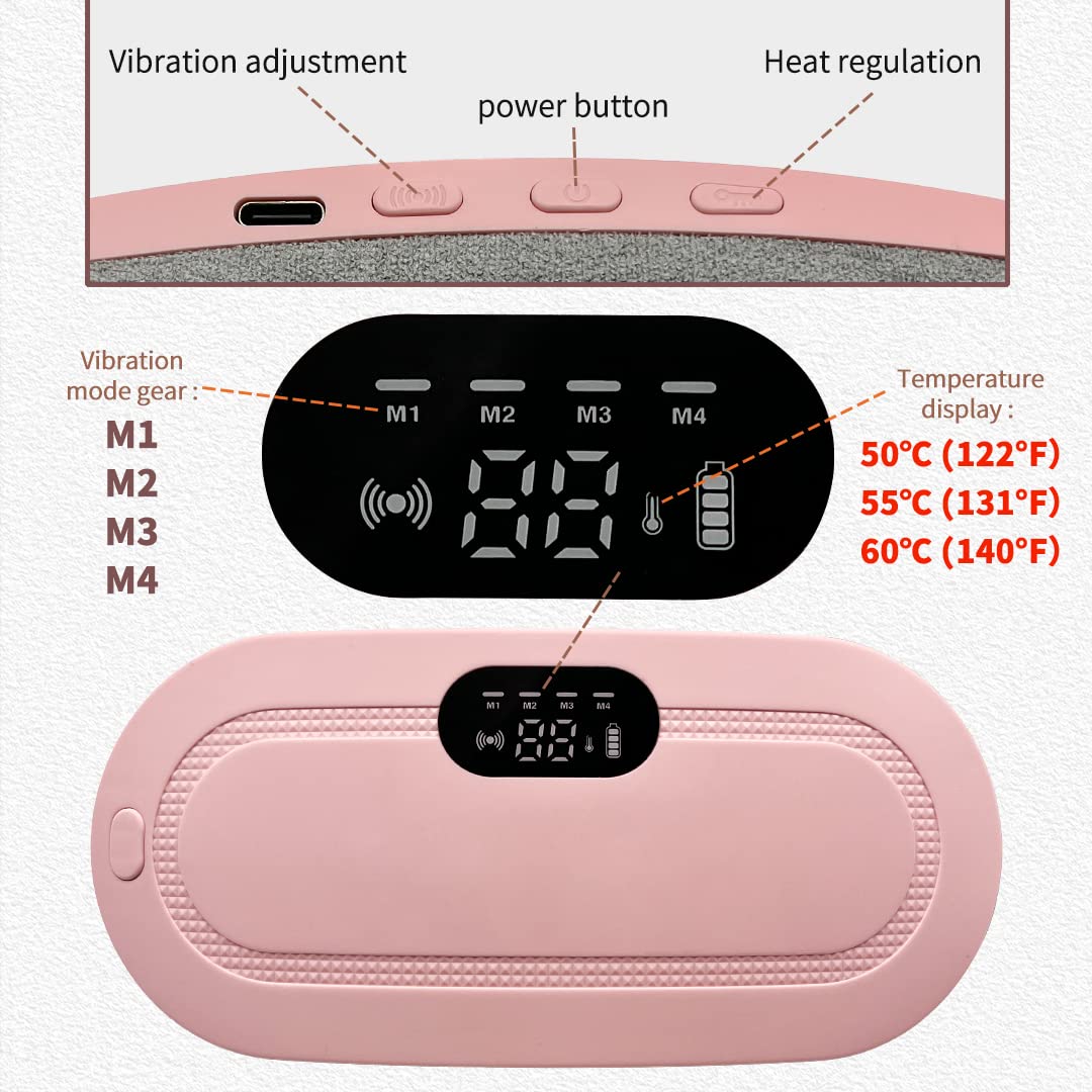 Women's Portable Cordless Heating, Massage Pad for Menstrual Cramps Relief for Stomach (Pink )