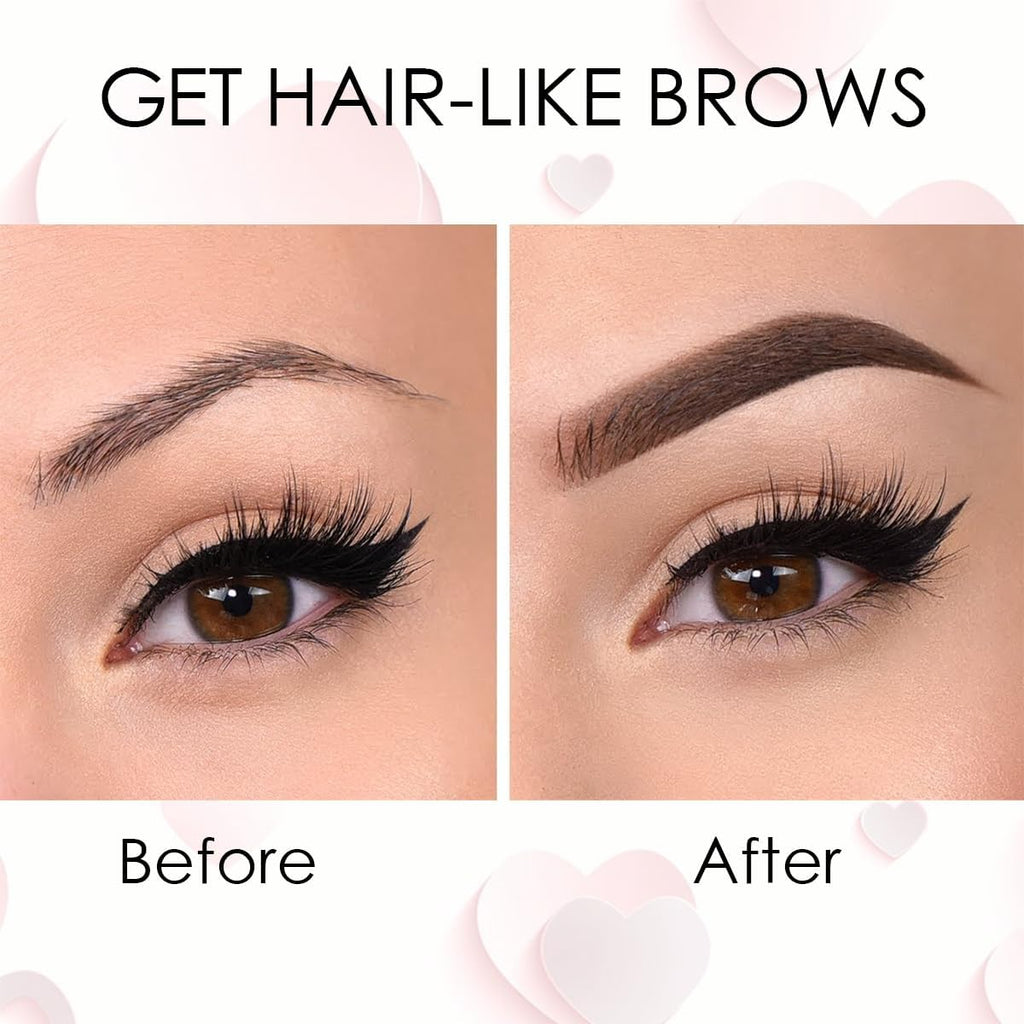 4 Points Eyebrow Pencil, 4 Fork Tips, Eyebrow Pen, Waterproof, Smudge-proof Eyebrow Pencil for Creating Natural Eyebrows Natural & long-lasting finish For Denser & Fuller Eyebrows (BROWN)