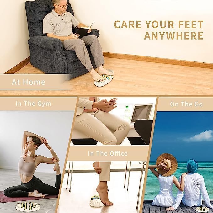 Oval Shape Foot Massager Roller Wheel Massager Feet Care Pain Relief with 4 Row Rollers Acupoint Relaxation Tool (1 Pcs)