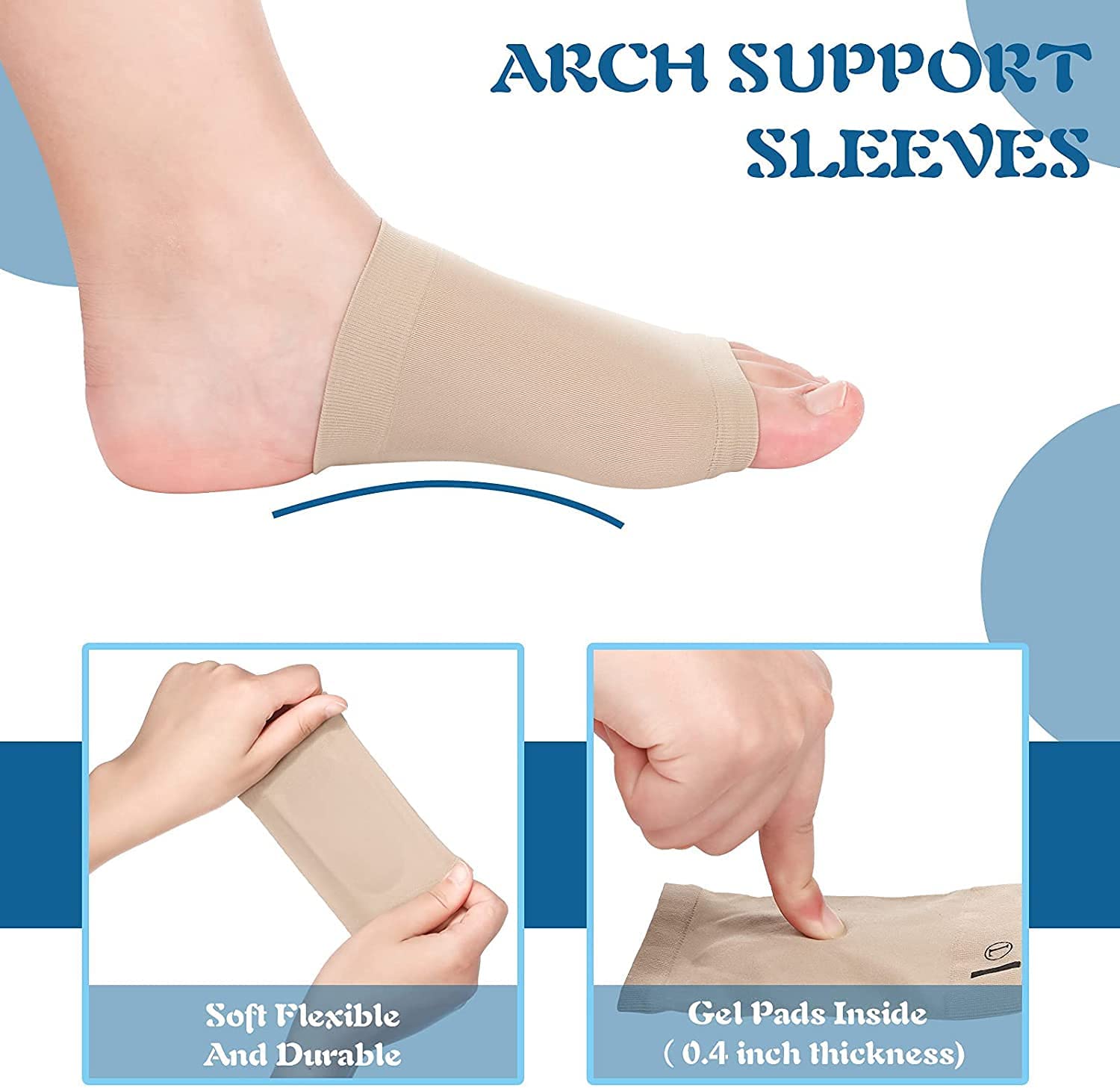Flat Foot Arch Support for Men & Women | Medial Arch Support for Flat Feet Correction Sleeve with Cushion | Plantar Fasciitis Leg Foot Pain Relief Product | Foot Care for Orthopedic Shoes Slippers, Free Size - 1 Pair