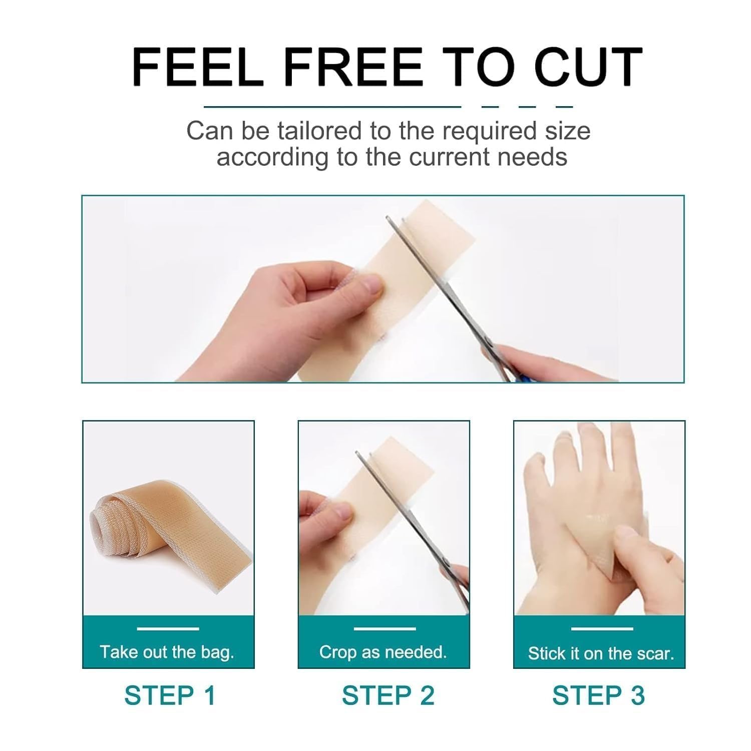 Silicone Scar Tape Scar Sheet - Upgrade Professional Medical Scar Removal Treatment, Non irritating, Painless for C-Section, Surgical Scars, Burn, Keloid, Acne(4cm x 150cm Roll)