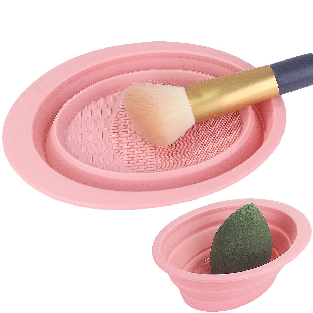 Makeup Brush Cleaning Mat Foldable Environmental Silicone Cleaning Bowl, Brush Cleaning Pad Easy Clean Girl Makeup Brush Cleaner Washing Tools
