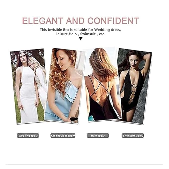 360° Silicone Wired Stick-On Bra – Invisible Sticky, Strapless, Backless Gel Adhesive Push‑Up Bra in Nude (Free‑Size)