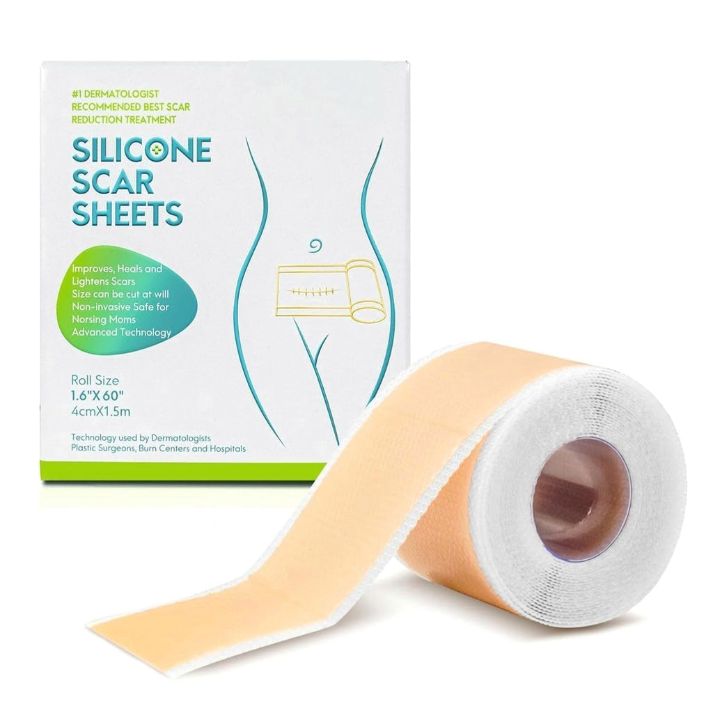 Silicone Scar Tape Scar Sheet - Upgrade Professional Medical Scar Removal Treatment, Non irritating, Painless for C-Section, Surgical Scars, Burn, Keloid, Acne(4cm x 150cm Roll)