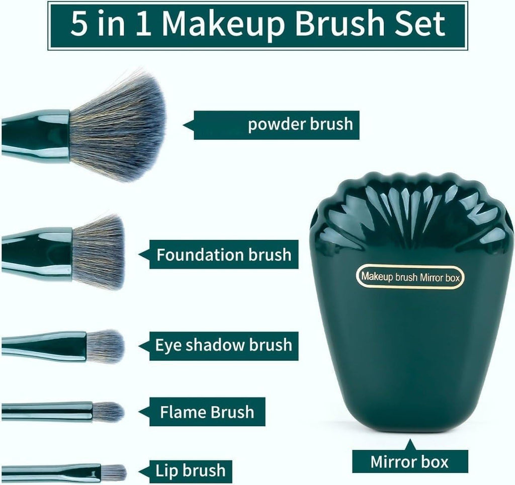 5 Pcs Makeup Brush Set for Foundation, Blush, Eyeshadow & Powder