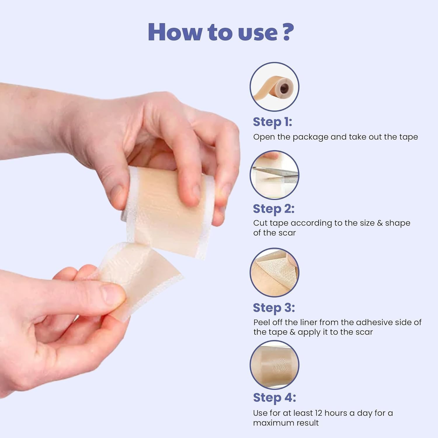 Silicone Scar Tape Scar Sheet - Upgrade Professional Medical Scar Removal Treatment, Non irritating, Painless for C-Section, Surgical Scars, Burn, Keloid, Acne(4cm x 150cm Roll)