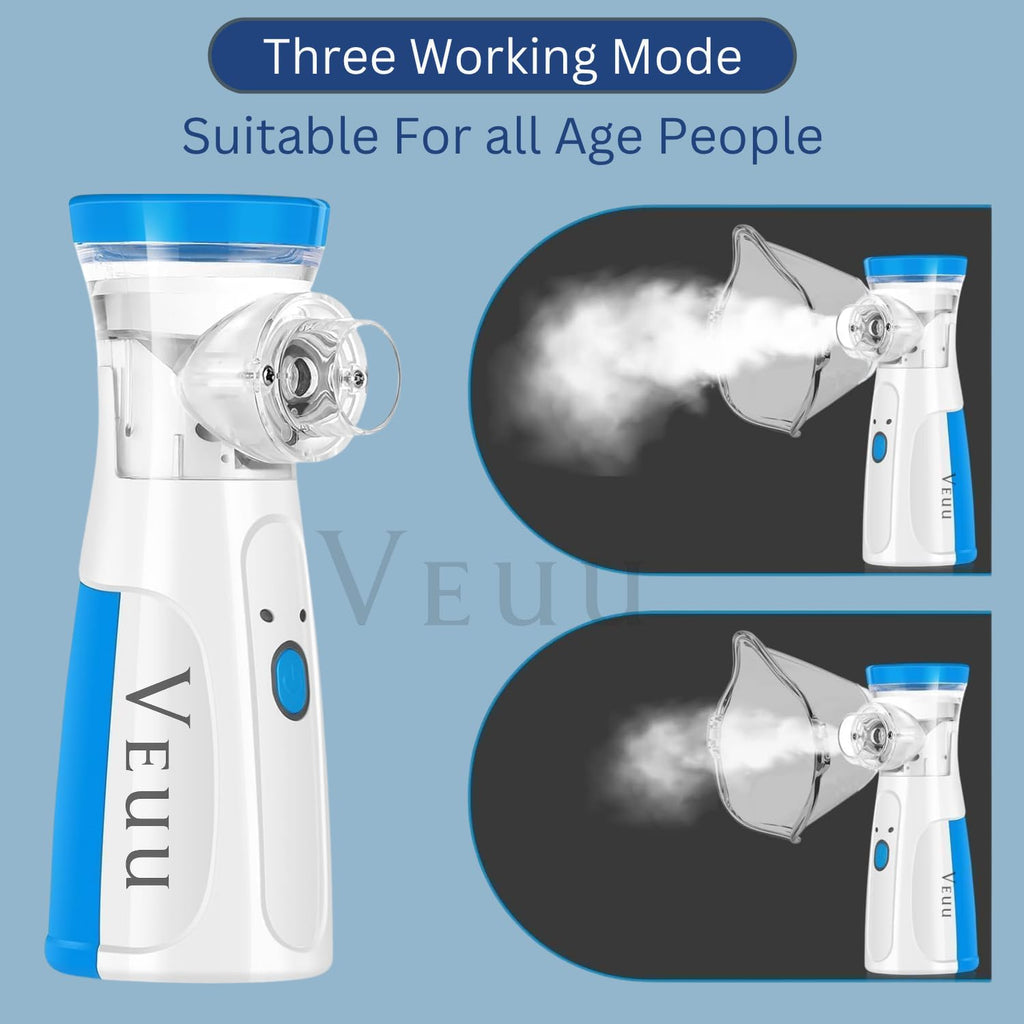 New Portable Mesh Nebulizer, Silent and Compact Nebulizer Machine for Adult and Kids, Travel and Household Use, Steam Inhaler for Cold and Cough - Quick Relief, Vaporizer, Baf Machine With Respiratory Mask, Effective for Cough, Asthma, Bronchitis (Unique)