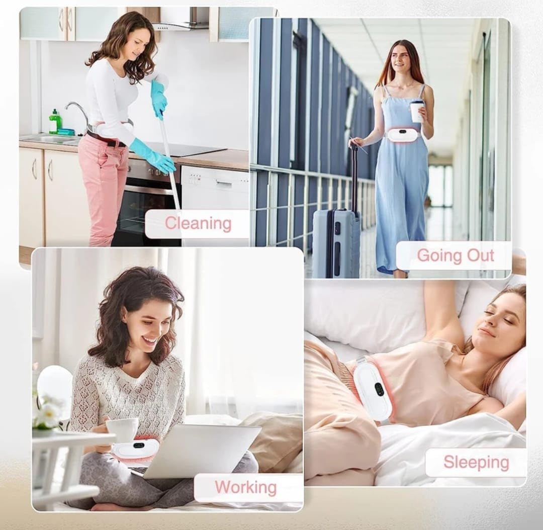 Women's Portable Cordless Heating, Massage Pad for Menstrual Cramps Relief for Stomach (Pink )