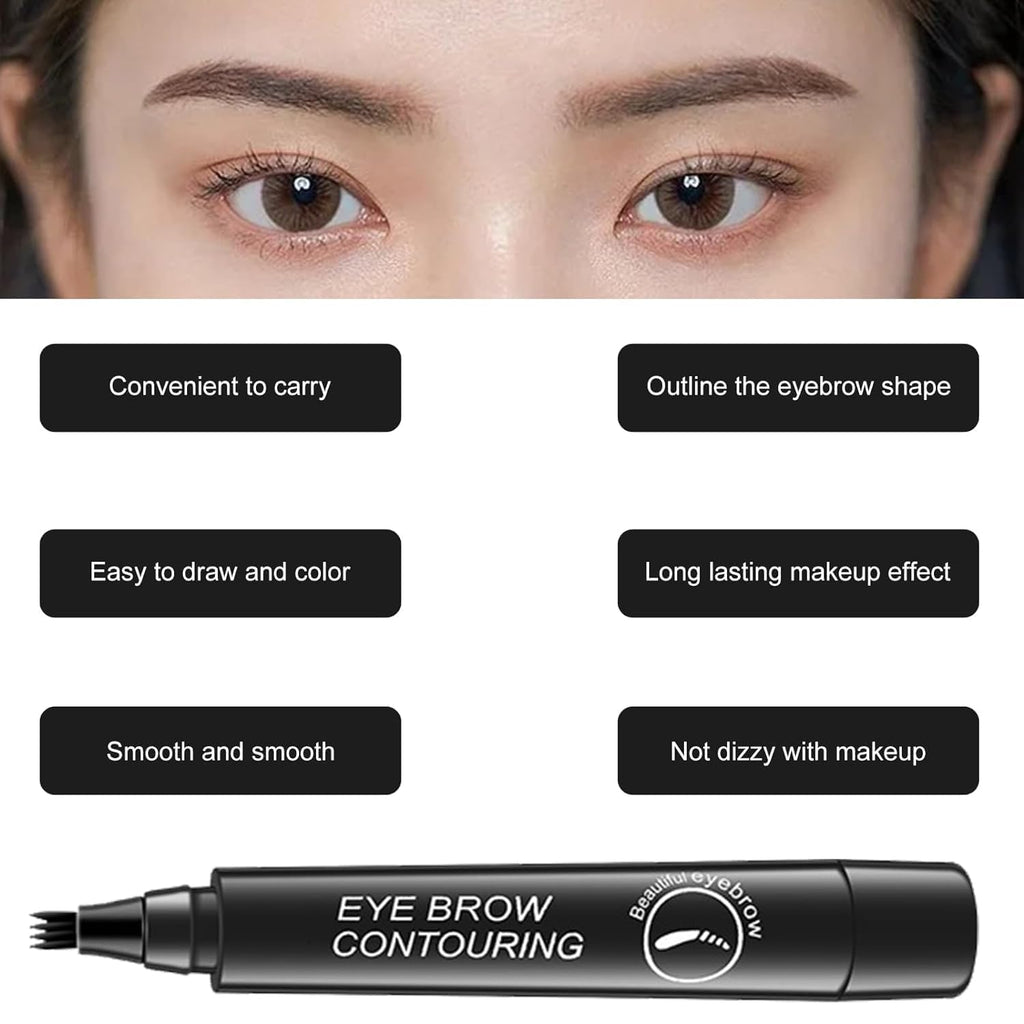 4 Point Eyebrow Pencil Black,Waterproof Microblading Eyebrow Pencil with a Micro-Fork Tip Applicator Creates 05 Black Fine Sketch Liquid Eye Brow Tattoo Tint Pen 1 psc