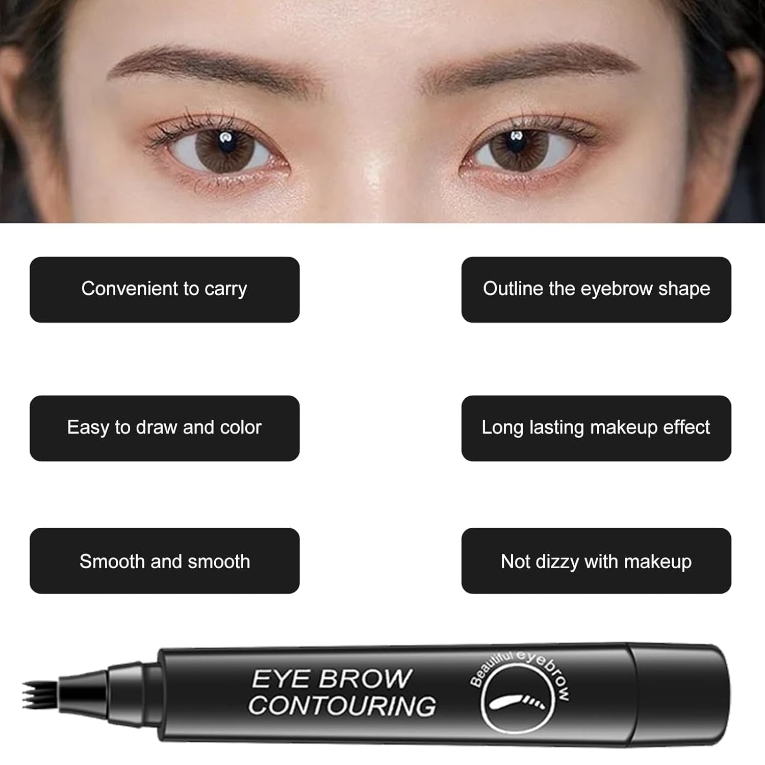 4 Point Eyebrow Pencil Black,Waterproof Microblading Eyebrow Pencil with a Micro-Fork Tip Applicator Creates 05 Black Fine Sketch Liquid Eye Brow Tattoo Tint Pen 1 psc