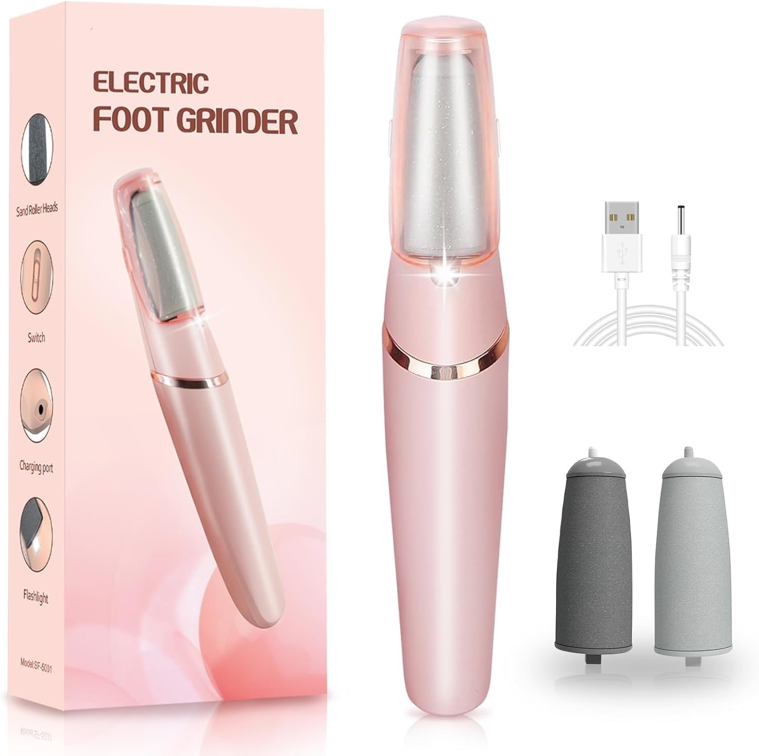 Pedicure tools Callus Remover Hard and Dead Skin Remover Electric Foot Callus Remover Rechargeable Pedicure Tool (pink pedi)(fast charging)