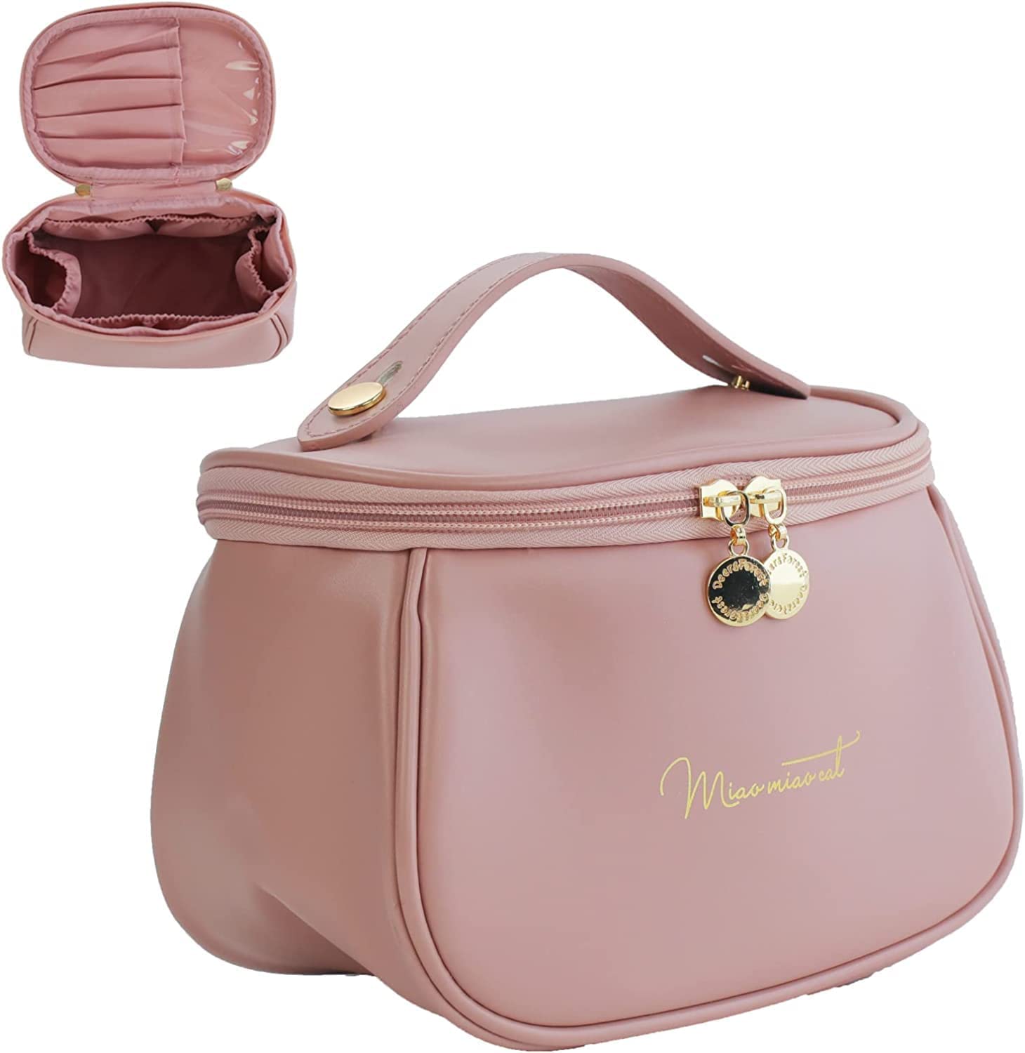 Makeup Storage Bag,Portable Cosmetic Bag,Pu Leather Multifunctional Vanity Bag For Makeup,Cosmetic Brush Case,Cosmetic Travel Bag For Women Organization Bag With Handle (Multi Color),11 cm