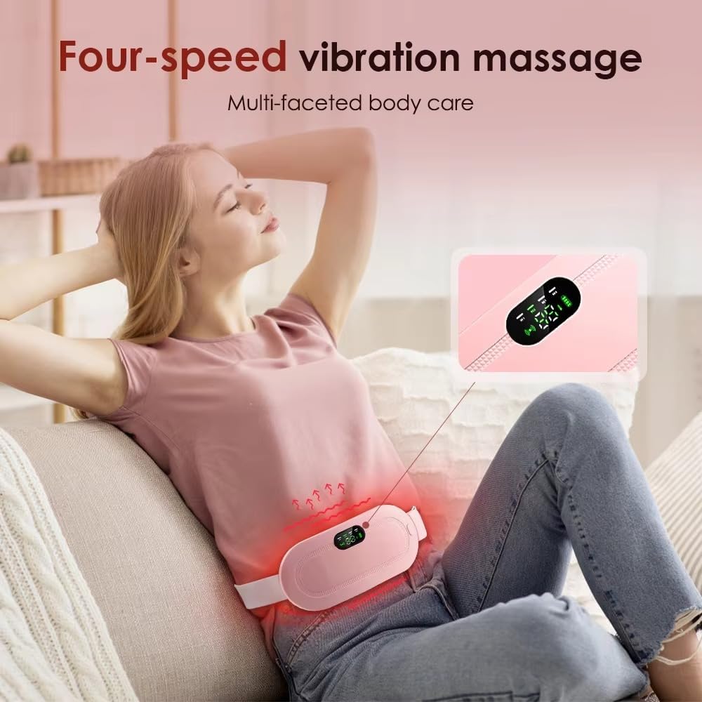 Women's Portable Cordless Heating, Massage Pad for Menstrual Cramps Relief for Stomach (Pink )