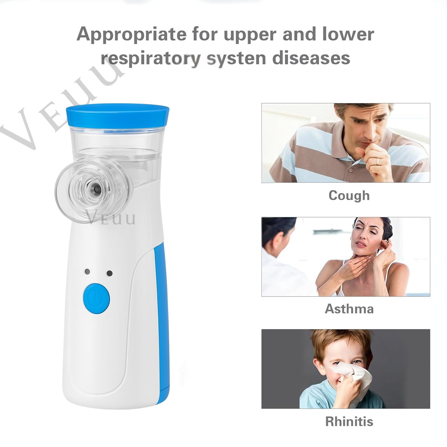 New Portable Mesh Nebulizer, Silent and Compact Nebulizer Machine for Adult and Kids, Travel and Household Use, Steam Inhaler for Cold and Cough - Quick Relief, Vaporizer, Baf Machine With Respiratory Mask, Effective for Cough, Asthma, Bronchitis (Unique)