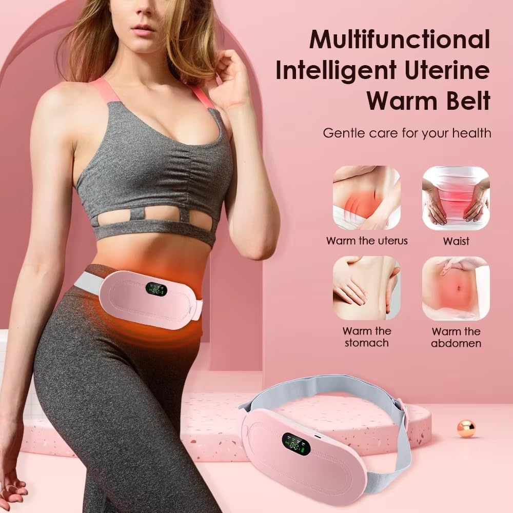 Women's Portable Cordless Heating, Massage Pad for Menstrual Cramps Relief for Stomach (Pink )